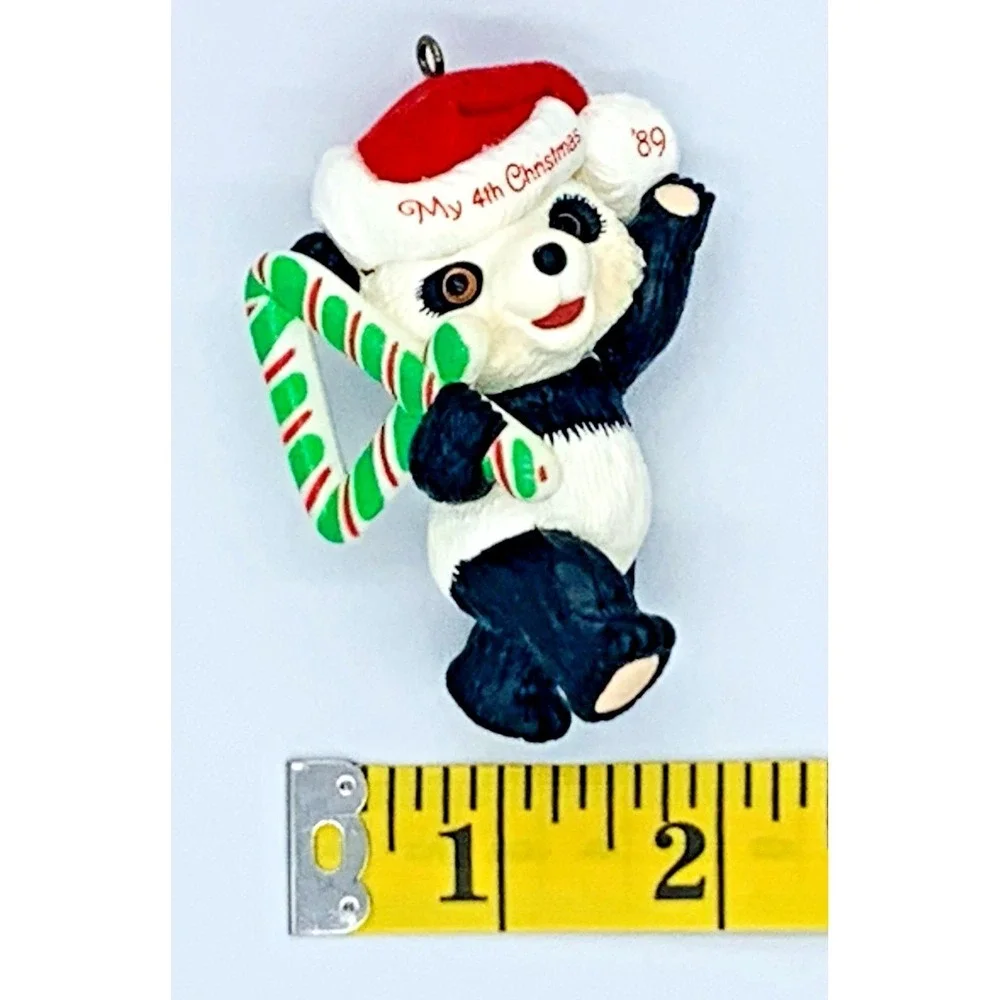 1989 Hallmark Keepsake Ornament Child's 4th Birthday Felt Hat Candy‎ Cane Bear